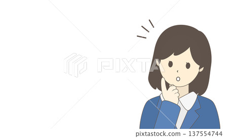 一位女商人正在構思一個想法 | 一位女上班族舉起手指的插圖 一位女商人正在構思一個想法 | 一位女上班族舉起手指的插圖 137554744