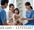 年輕父母和孩子在醫院接受治療 137555207
