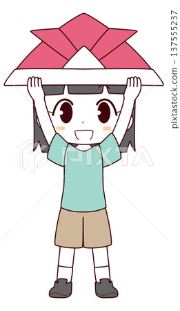 Illustration of a girl wearing a helmet 137555237