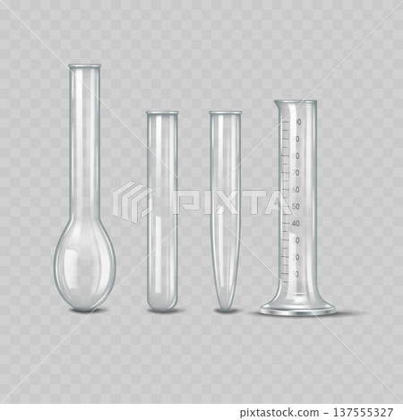 Realistic Transparent Laboratory Glassware Mockup Set. Vector Empty Chemical Science Flasks and Beakers Template. Realistic Transparent Laboratory Glassware Mockup Set. Vector Empty Chemical Science Flasks and Beakers Template. 137555327