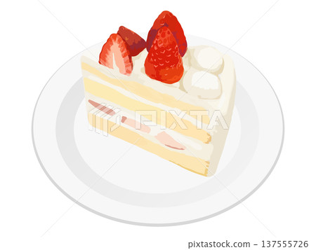 Strawberry shortcake on a plate Strawberry shortcake on a plate 137555726