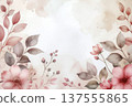 Flower frame drawn in watercolor 137555865