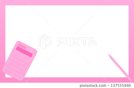 Illustration of a pink background with a calculator and a mechanical pencil 137555890