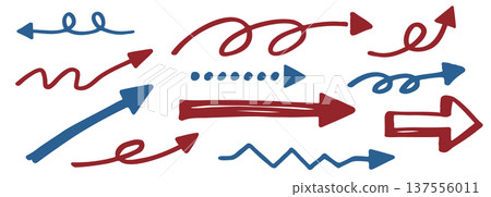 Easy-to-use hand-drawn arrow design material 137556011