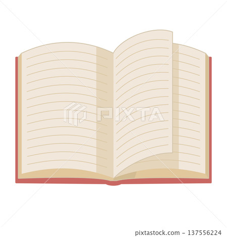 Simple illustration of a book with pages turned up, color, no lines 137556224