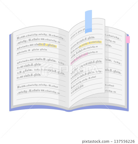 Simple illustration of a notebook with sticky notes and a turned-over page. Color. No lines. Simple illustration of a notebook with sticky notes and a turned-over page. Color. No lines. 137556226