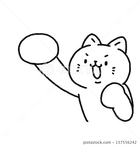 Punching cat line drawing 137556242