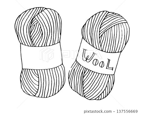 單色線條畫 羊毛紗線 137556669