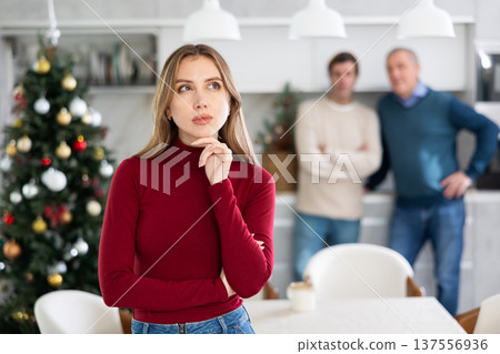 Men quarreling with girl Men quarreling with girl 137556936