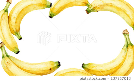 香蕉框材質的明亮水彩插圖 137557013