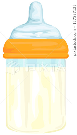 Illustration of a baby bottle filled with milk Vector material Illustration of a baby bottle filled with milk Vector material 137557123