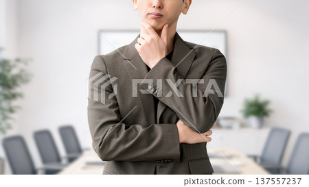A male businessman thinking A male businessman thinking 137557237
