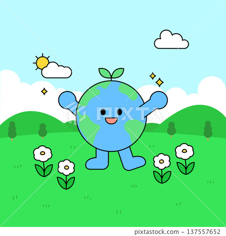 Vector illustration of a cute Earth character. Vector illustration of a cute Earth character. 137557652