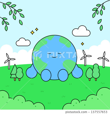 Vector illustration of a cute Earth character. Vector illustration of a cute Earth character. 137557653