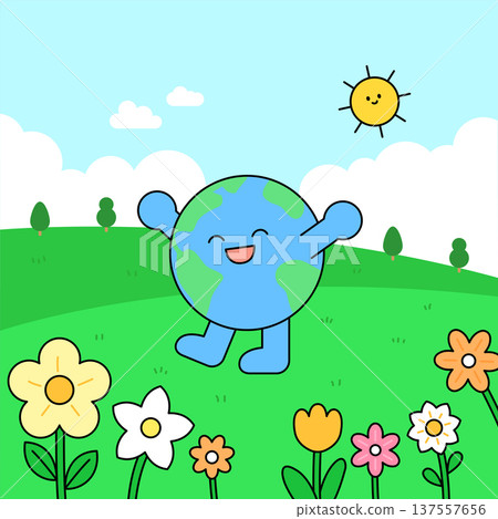 Vector illustration of a cute Earth character. 137557656