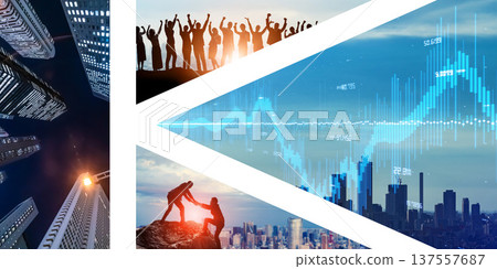 K-shaped economic image, unequal society, horizontal visual for banners and advertisements K-shaped economic image, unequal society, horizontal visual for banners and advertisements 137557687
