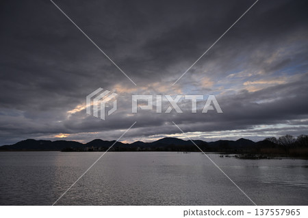 Dusk and sunset after the rain 137557965