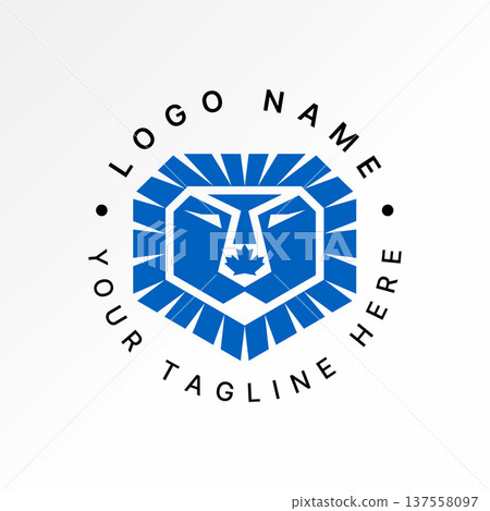 Lion face abstract and maple canada animal wild king strong mascot pride leo logo design graphic concept creative premium vector stock image top sell 137558097