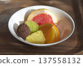 A plate with several kinds of fruit 137558132