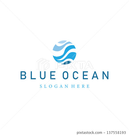 Modern Ocean Wave Logo Design Template for Summer Beach Brands Modern Ocean Wave Logo Design Template for Summer Beach Brands 137558193