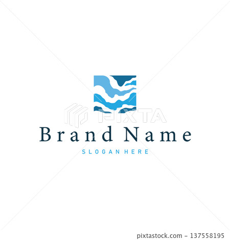 Desain Beach Ocean Wave Logo Travel Modern Beach Premium Identity 137558195