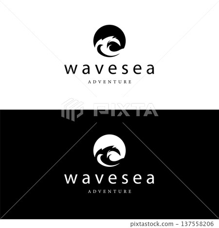 Luxury Ocean Wave Logo Illustration Template Modern Premium Design for Travel Brand Identity 137558206