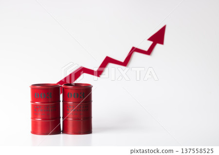 A barrel and a fluctuating, rising graph 137558525