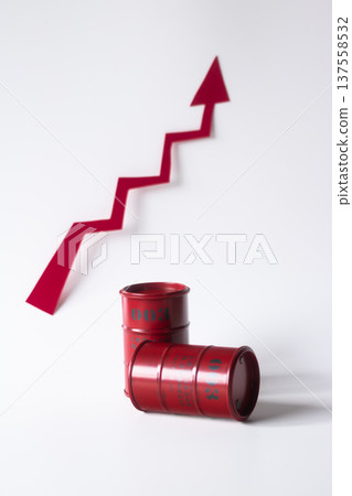 一桶酒和一張波動上升的圖表 137558532