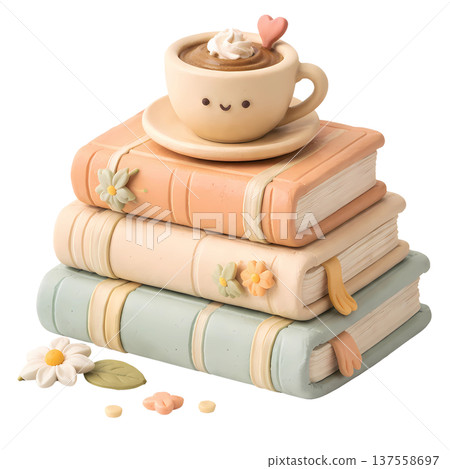 stack of books with coffee  137558697