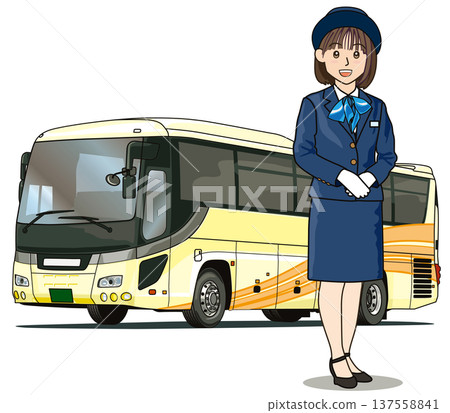Tourist bus and bus guide 137558841