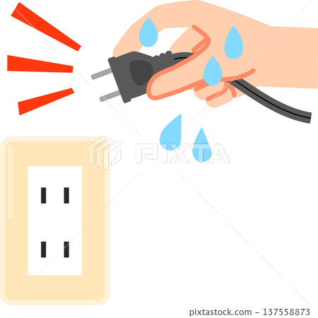 用濕手握住插頭 用濕手握住插頭 137558873