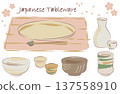 手繪日本餐具插圖套裝 137558910