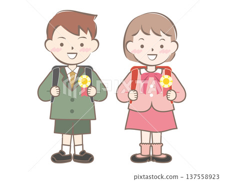 一年級的孩子背著書包 137558923