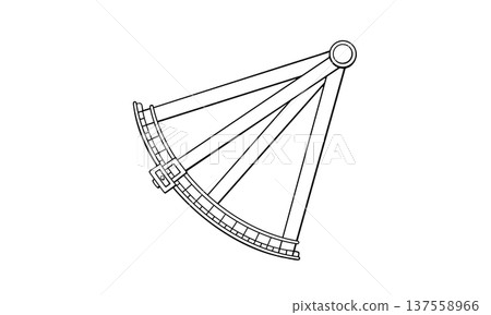 Line drawing illustration of a sextant Line drawing illustration of a sextant 137558966