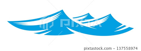 Nautical club blue high wave icon or emblem. Ocean and sea sailing club wave stream sign, yachting sport blue water vector abstract emblem. Marine travel company swirly flow symbol or graphic icon 137558974