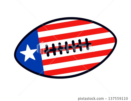 American football ball retro Y2K sticker or patch. USA country retro vector patch, United States of America patriotic tag. American travel Y2K sticker with stars, stripes on football sport game ball American football ball retro Y2K sticker or patch. USA country retro vector patch, United States of America patriotic tag. American travel Y2K sticker with stars, stripes on football sport game ball 137559110