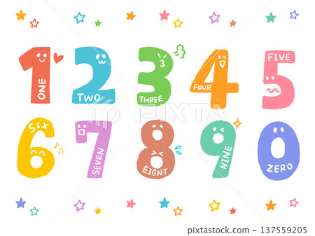 Colorful and cute number illustrations 137559205