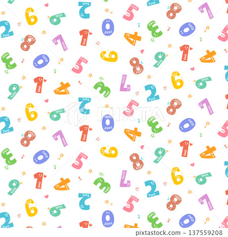 Colorful cute number illustration pattern 137559208