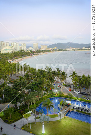 Sunrise over Dadonghai Bay on tropical Hainan Island in China Sunrise over Dadonghai Bay on tropical Hainan Island in China 137559234