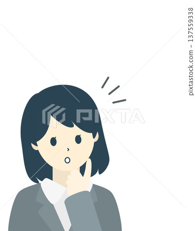 一位女商人正在構思一個想法 | 一位女上班族舉起手指的插圖 一位女商人正在構思一個想法 | 一位女上班族舉起手指的插圖 137559338