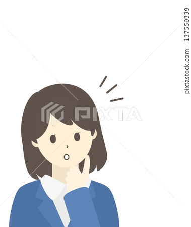 一位女商人正在構思一個想法 | 一位女上班族舉起手指的插圖 一位女商人正在構思一個想法 | 一位女上班族舉起手指的插圖 137559339