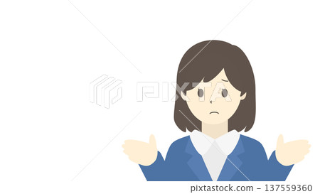 A businesswoman explaining with a troubled face (front illustration) A businesswoman explaining with a troubled face (front illustration) 137559360