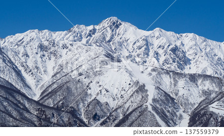 北阿爾卑斯山脈的五龍山，山頂白雪皚皚 137559379