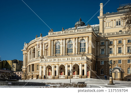 Snowy winter cityscape of UNESCO historic center of Odessa, Ukraine Snowy winter cityscape of UNESCO historic center of Odessa, Ukraine 137559704