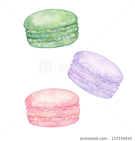 Watercolor macaron illustration set Watercolor macaron illustration set 137559910