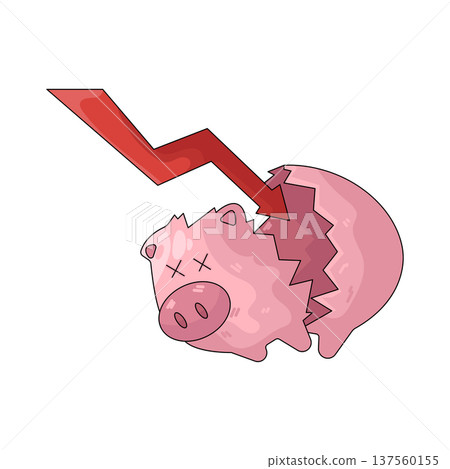 Illustration of broken piggy bank Illustration of broken piggy bank 137560155