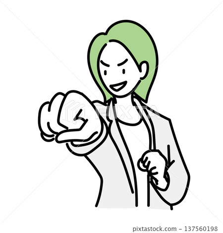 Stock Illustration: A woman in a punching pose thrusting her fist forward 137560198