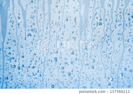 Raindrops on the crow window, dripping water droplets Raindrops on the crow window, dripping water droplets 137560212