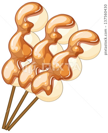 Japanese Mitarashi Dango Skewers with Sweet Soy Glaze Japanese Mitarashi Dango Skewers with Sweet Soy Glaze 137560430