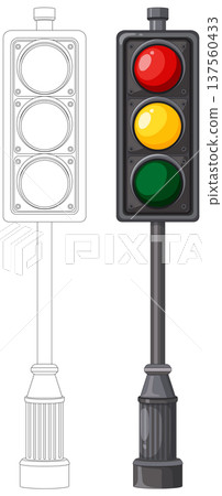 Vector Illustration of Traffic Light with Outline Version 137560433
